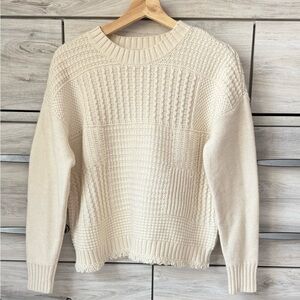 Madewell Cream Merino Wool Blend Crewneck Sweater Size S Cozy Textured Knit